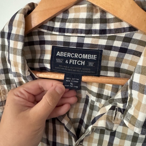 Y2K Abercrombie & Fitch Plaid Shirt Mens XL Oversized Skater Preppy Baggy Mall - Picture 4 of 7